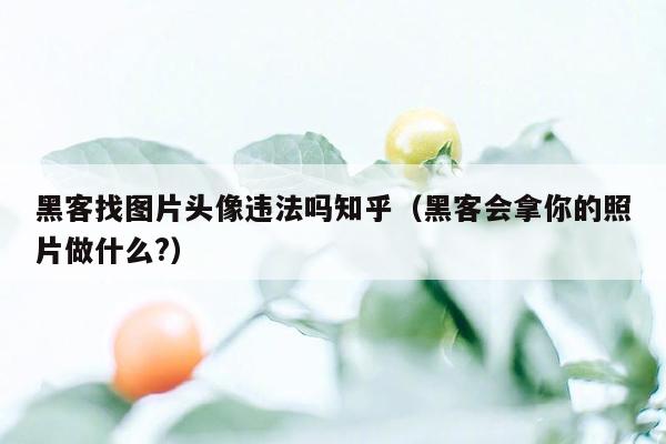 黑客找图片头像违法吗知乎（黑客会拿你的照片做什么?）