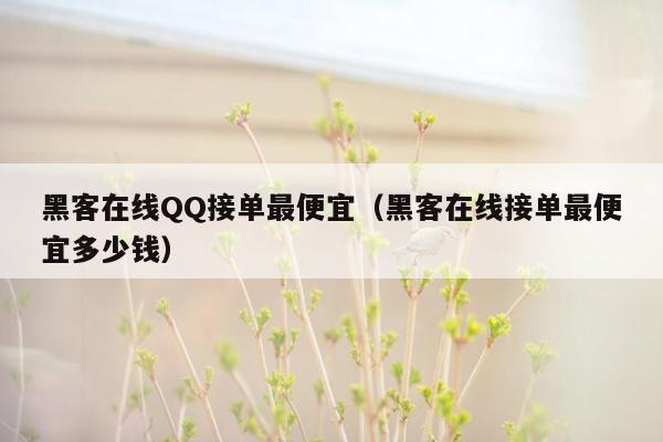 黑客在线QQ接单最便宜（黑客在线接单最便宜多少钱）