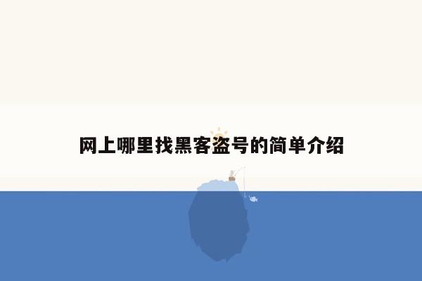 网上哪里找黑客盗号的简单介绍