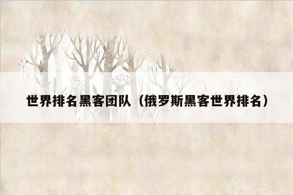 世界排名黑客团队（俄罗斯黑客世界排名）