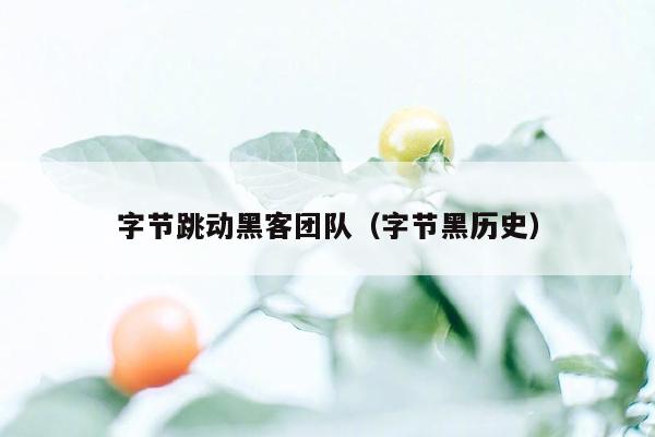 字节跳动黑客团队（字节黑历史）