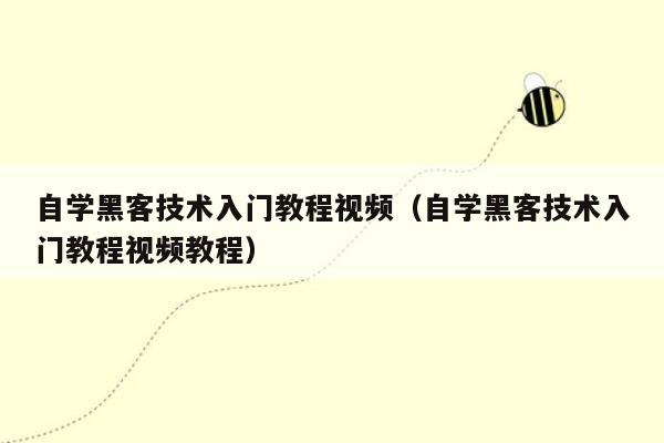 自学黑客技术入门教程视频（自学黑客技术入门教程视频教程）