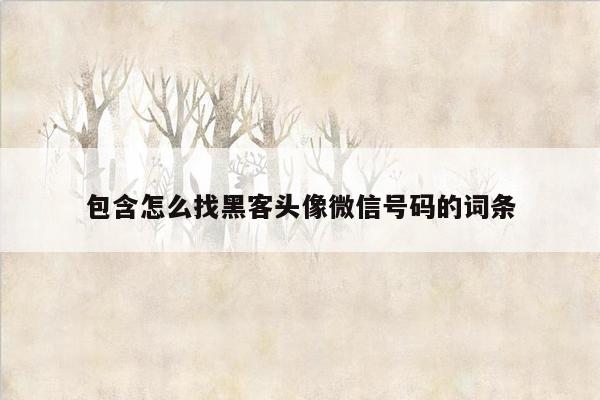 包含怎么找黑客头像微信号码的词条
