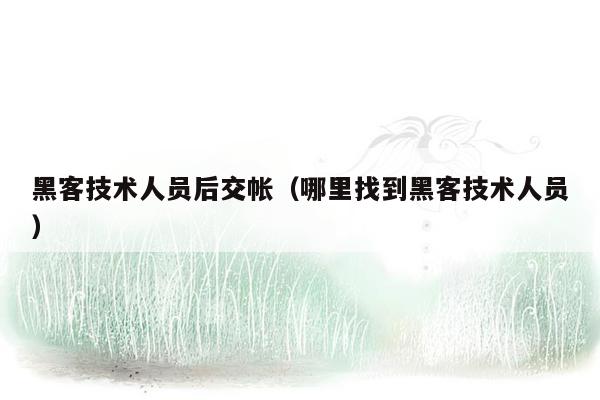 黑客技术人员后交帐（哪里找到黑客技术人员）