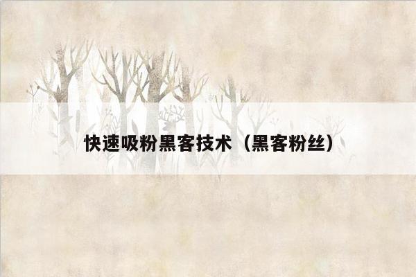 快速吸粉黑客技术（黑客粉丝）