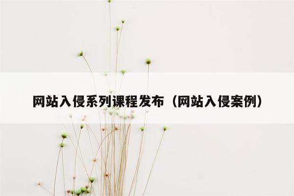 网站入侵系列课程发布（网站入侵案例）