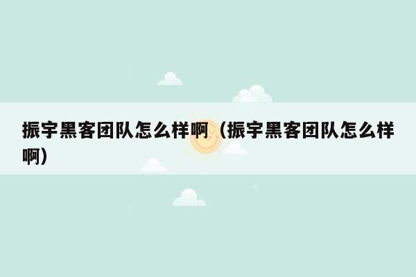 振宇黑客团队怎么样啊（振宇黑客团队怎么样啊）