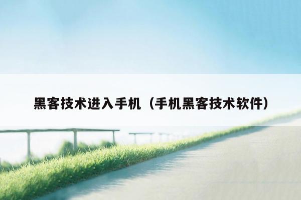 黑客技术进入手机（手机黑客技术软件）