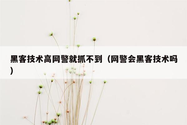 黑客技术高网警就抓不到（网警会黑客技术吗）