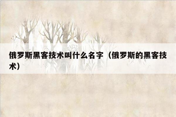 俄罗斯黑客技术叫什么名字（俄罗斯的黑客技术）
