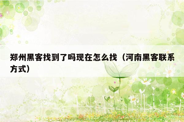 郑州黑客找到了吗现在怎么找（河南黑客联系方式）