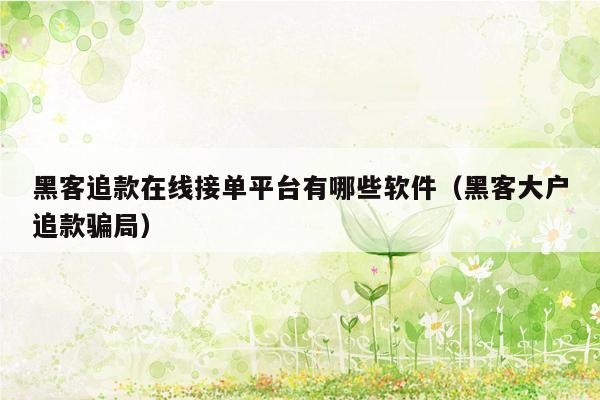 黑客追款在线接单平台有哪些软件（黑客大户追款骗局）