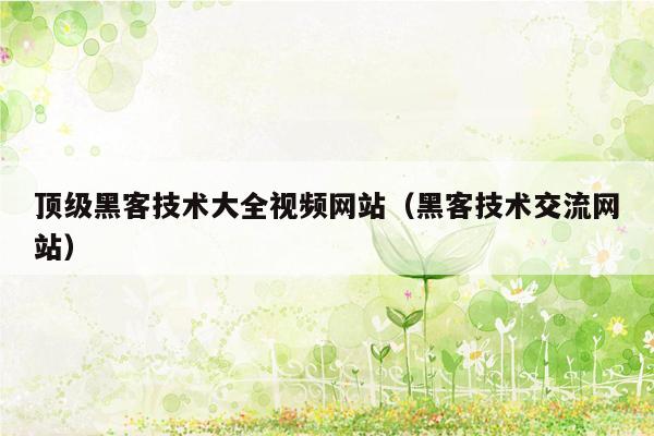 顶级黑客技术大全视频网站（黑客技术交流网站）