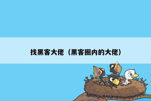 找黑客大佬（黑客圈内的大佬）