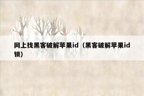 网上找黑客破解苹果id（黑客破解苹果id锁）