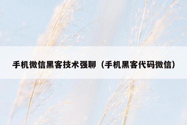 手机微信黑客技术强聊（手机黑客代码微信）