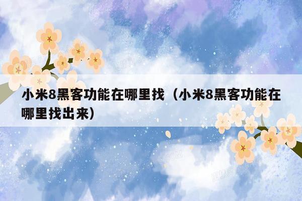 小米8黑客功能在哪里找（小米8黑客功能在哪里找出来）
