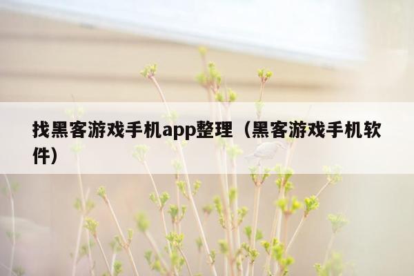 找黑客游戏手机app整理（黑客游戏手机软件）