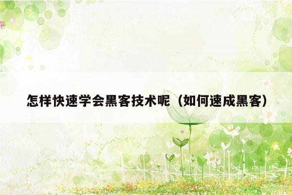 怎样快速学会黑客技术呢（如何速成黑客）