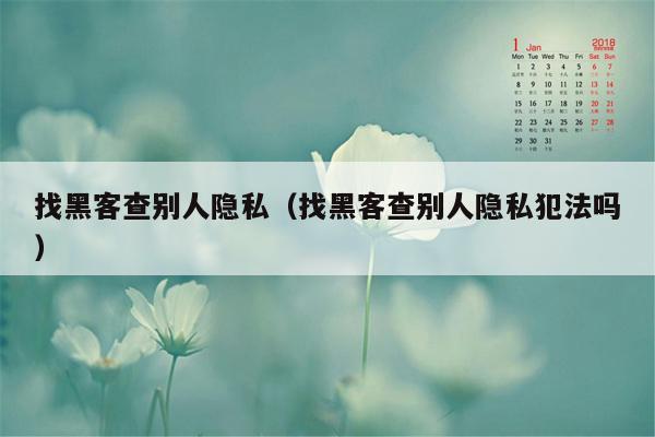 找黑客查别人隐私（找黑客查别人隐私犯法吗）