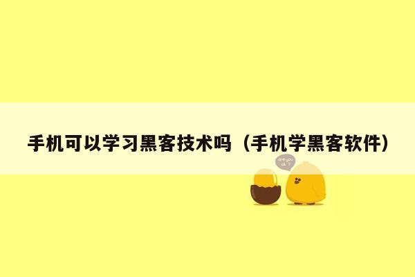 手机可以学习黑客技术吗（手机学黑客软件）