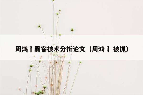 周鸿祎黑客技术分析论文（周鸿祎 被抓）