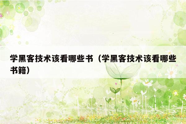 学黑客技术该看哪些书（学黑客技术该看哪些书籍）