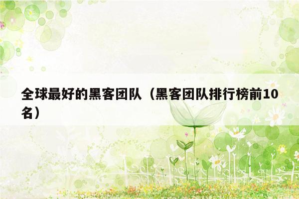 全球最好的黑客团队（黑客团队排行榜前10名）