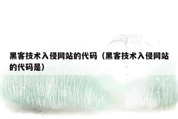 黑客技术入侵网站的代码（黑客技术入侵网站的代码是）