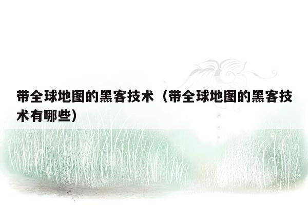 带全球地图的黑客技术（带全球地图的黑客技术有哪些）