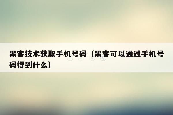 黑客技术获取手机号码（黑客可以通过手机号码得到什么）