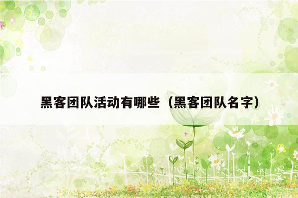 黑客团队活动有哪些（黑客团队名字）