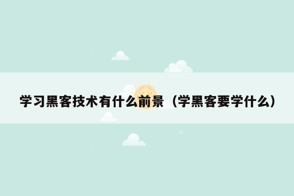 学习黑客技术有什么前景（学黑客要学什么）