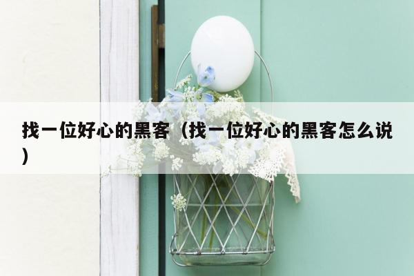 找一位好心的黑客（找一位好心的黑客怎么说）