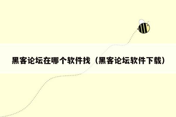 黑客论坛在哪个软件找（黑客论坛软件下载）