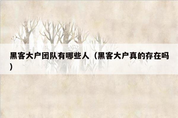 黑客大户团队有哪些人（黑客大户真的存在吗）