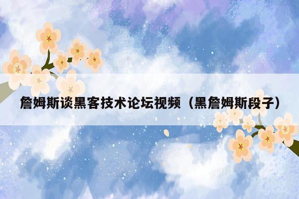 詹姆斯谈黑客技术论坛视频（黑詹姆斯段子）