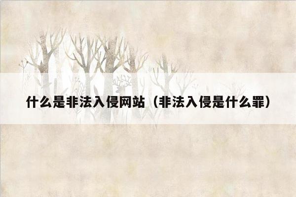 什么是非法入侵网站（非法入侵是什么罪）