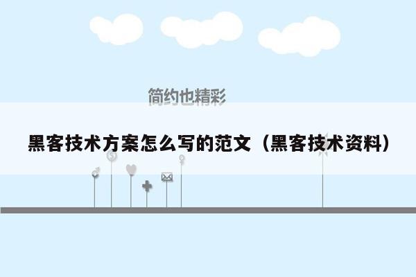 黑客技术方案怎么写的范文（黑客技术资料）