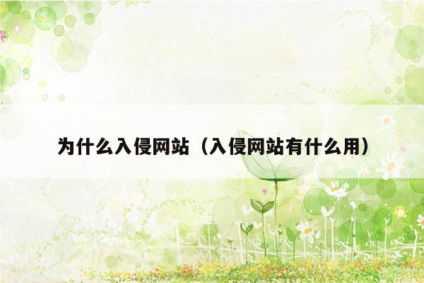 为什么入侵网站（入侵网站有什么用）