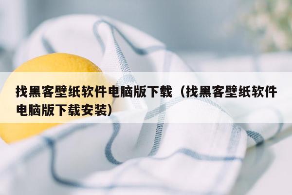 找黑客壁纸软件电脑版下载（找黑客壁纸软件电脑版下载安装）