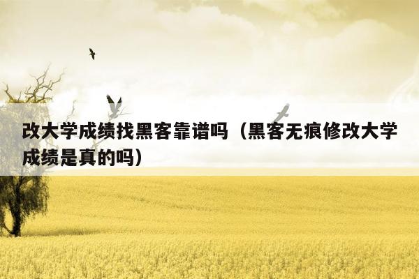 改大学成绩找黑客靠谱吗（黑客无痕修改大学成绩是真的吗）