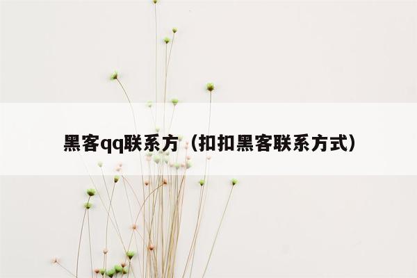 黑客qq联系方（扣扣黑客联系方式）