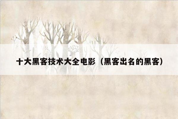 十大黑客技术大全电影（黑客出名的黑客）