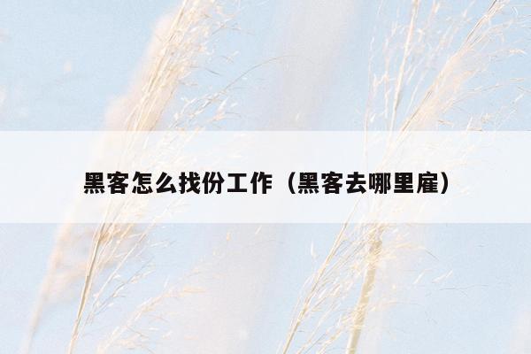 黑客怎么找份工作（黑客去哪里雇）