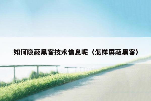 如何隐蔽黑客技术信息呢（怎样屏蔽黑客）