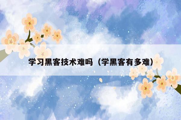 学习黑客技术难吗（学黑客有多难）