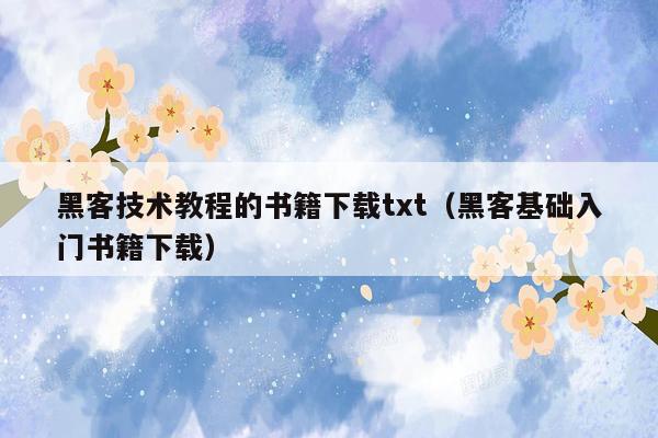 黑客技术教程的书籍下载txt（黑客基础入门书籍下载）