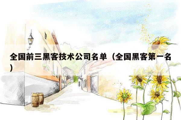 全国前三黑客技术公司名单（全国黑客第一名）