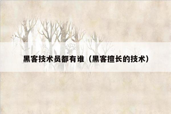 黑客技术员都有谁（黑客擅长的技术）